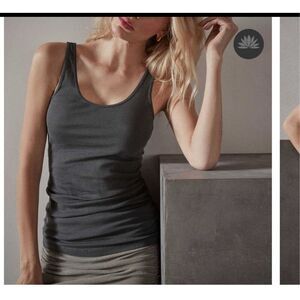 James Perse Ribbed Daily Tank in Carbon Pigment Size 4/XL
